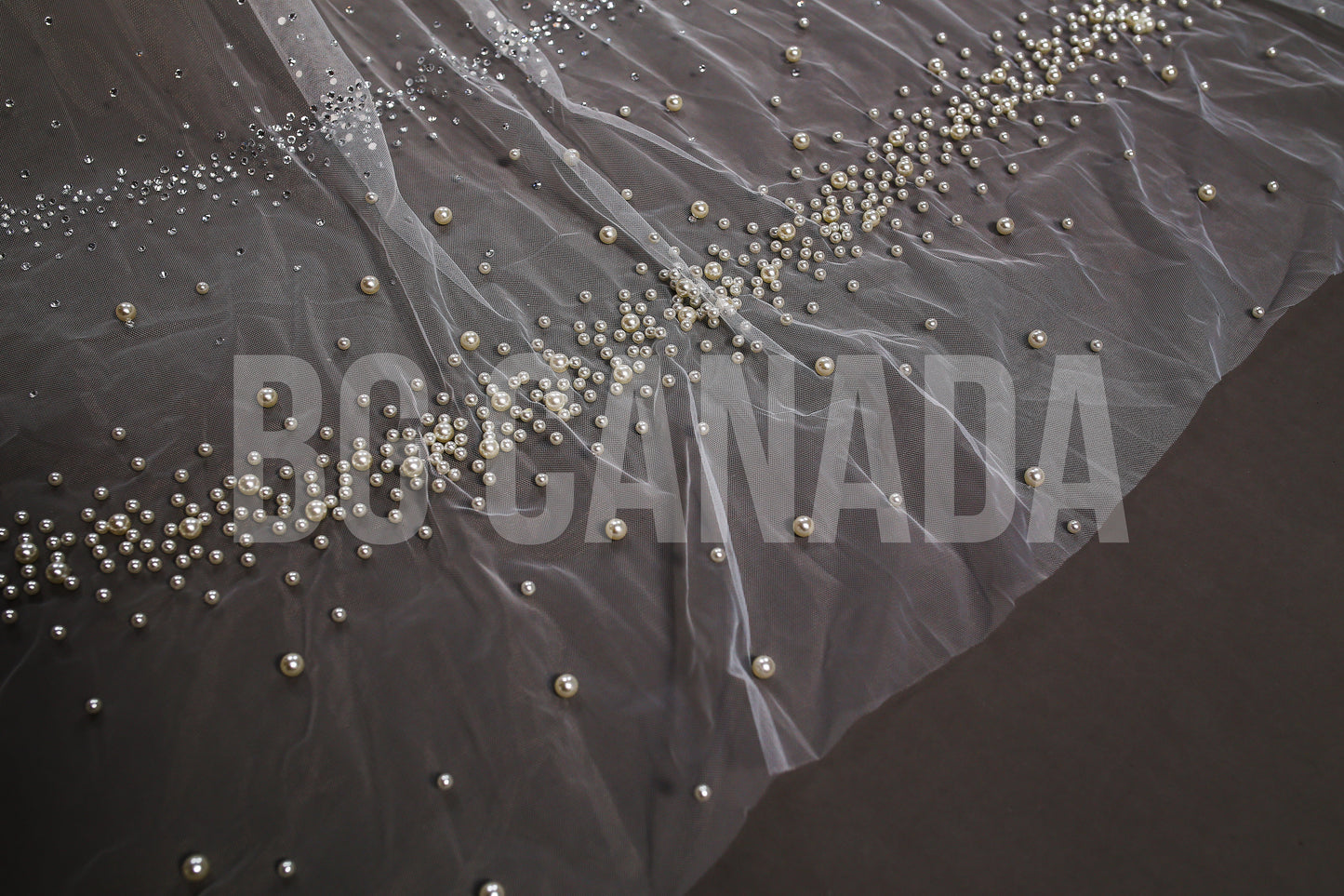 Cathedral Veil Exquisite Pearl Rhinestone Trim Cascade - Venus Pearl Elegance