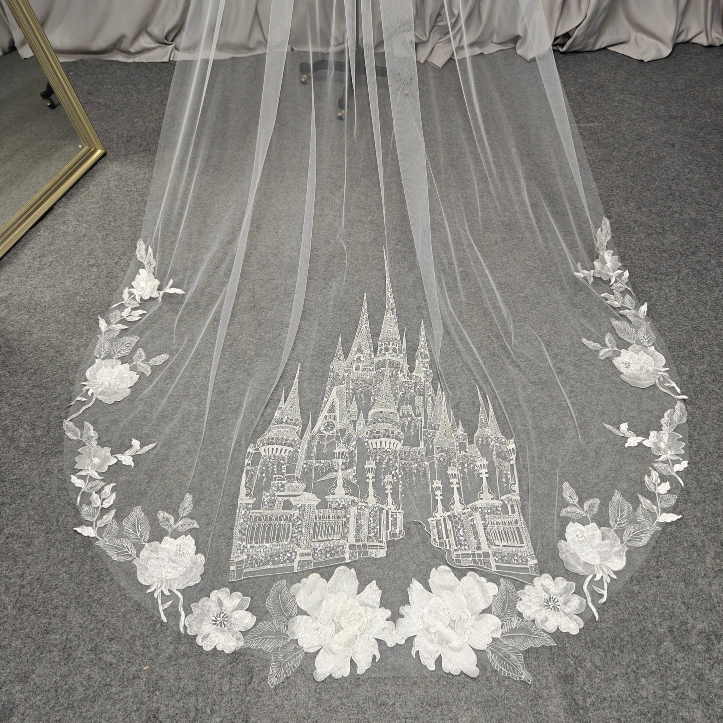 Disney Princess Veil with Large Petal Foral Lace Trim - Enchanted Bloom