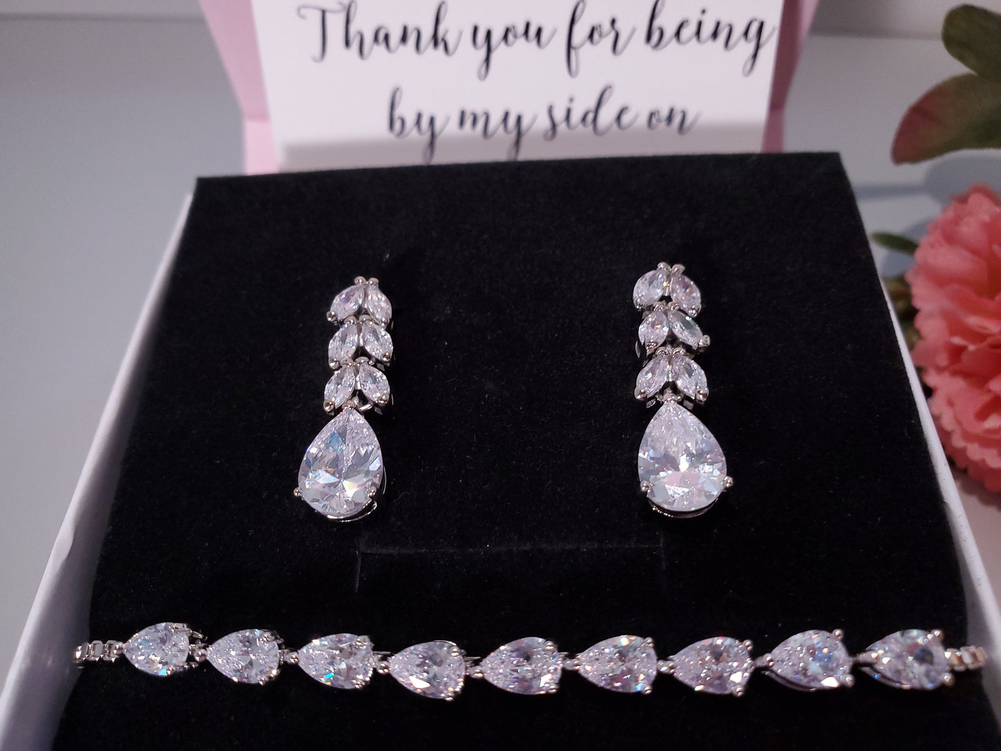 Silver Earrings crystal Bridal Squad gift Rehearsal dinner thank you gift bridesmaid jewelry bridal party gift Silver Earring hen party gift