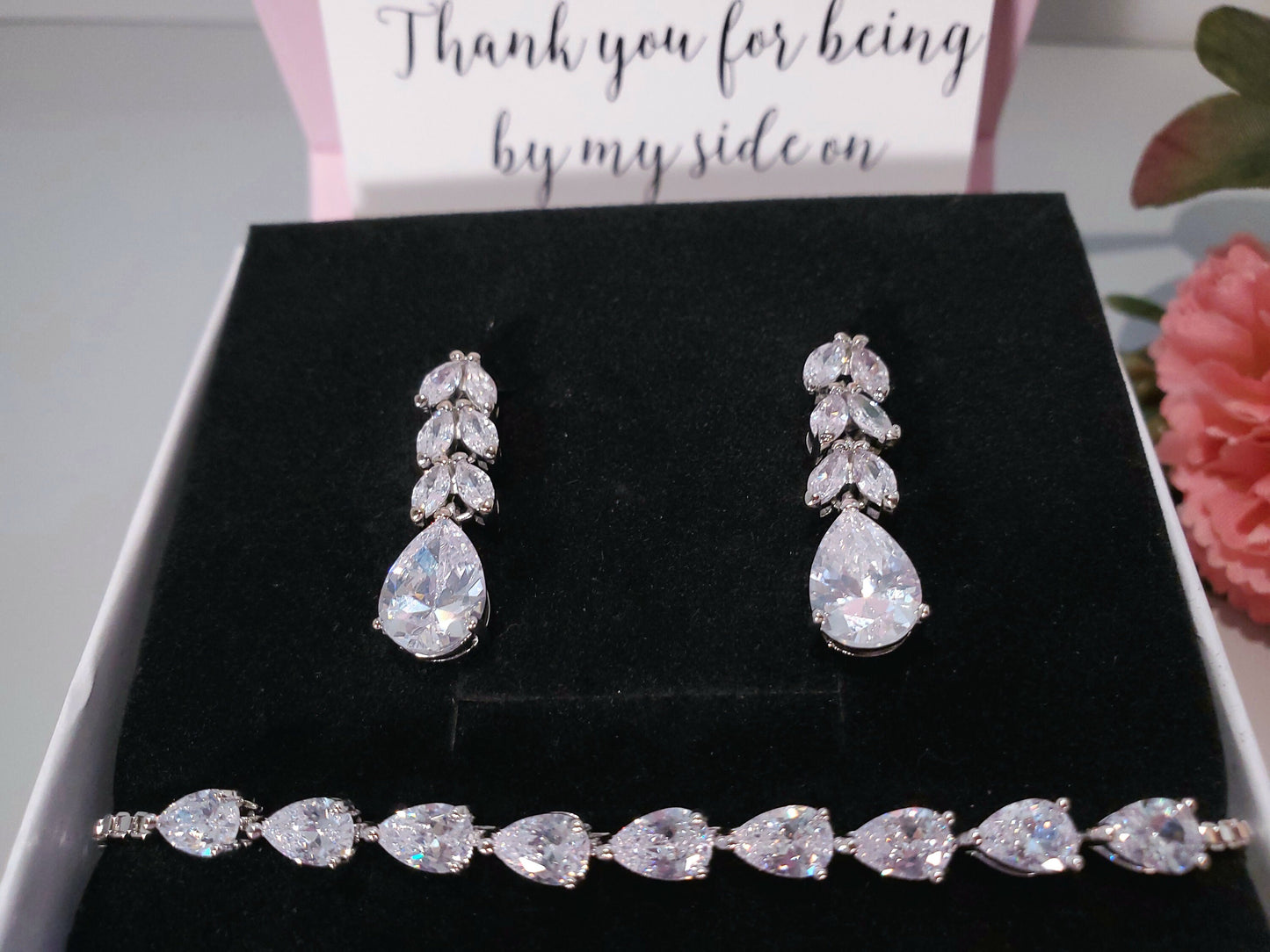 Silver Earrings crystal Bridal Squad gift Rehearsal dinner thank you gift bridesmaid jewelry bridal party gift Silver Earring hen party gift