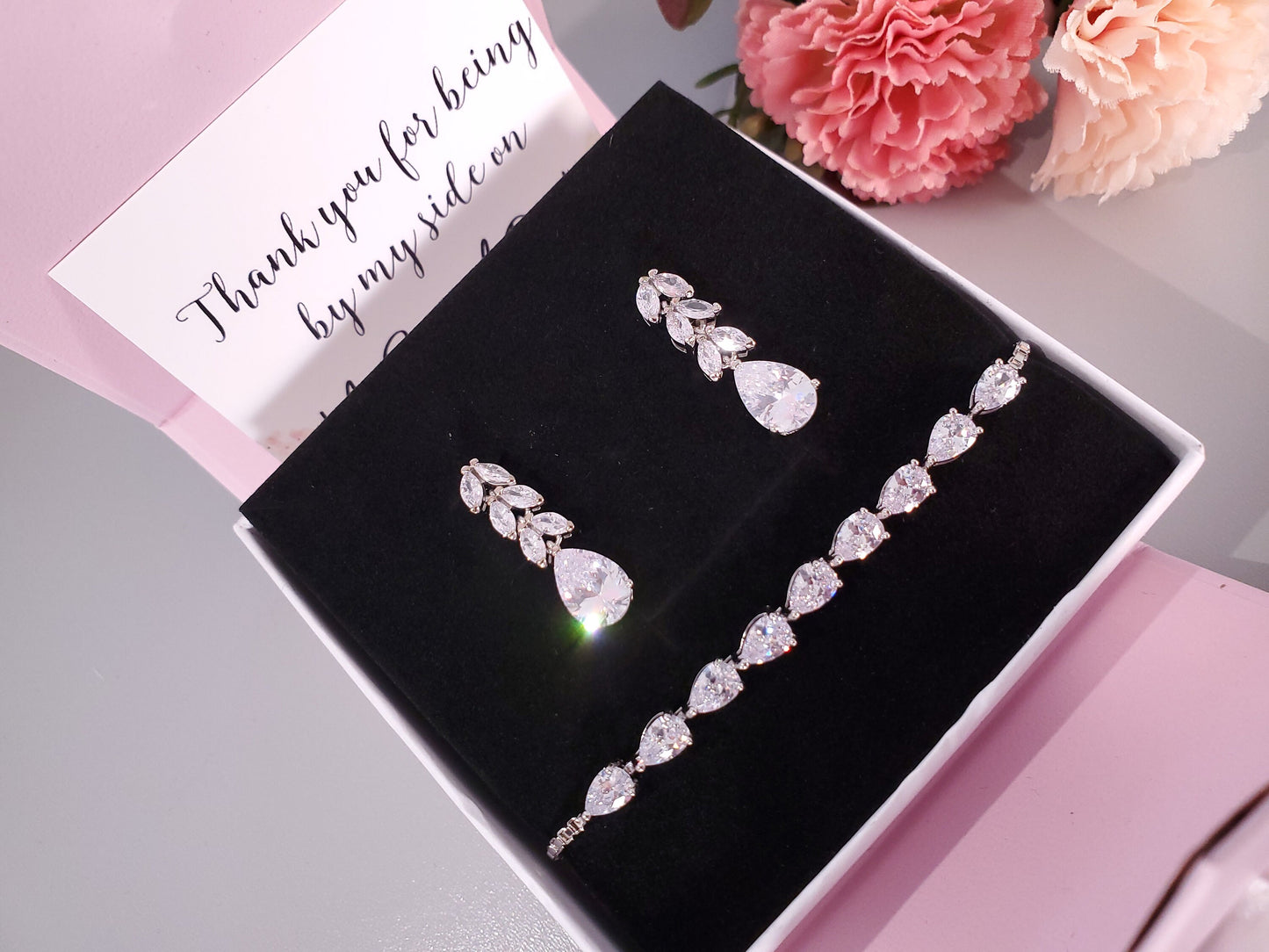 Silver Earrings crystal Bridal Squad gift Rehearsal dinner thank you gift bridesmaid jewelry bridal party gift Silver Earring hen party gift