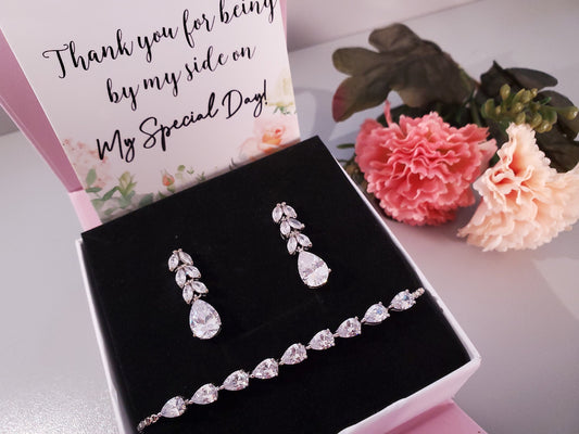 Silver Earrings crystal Bridal Squad gift Rehearsal dinner thank you gift bridesmaid jewelry bridal party gift Silver Earring hen party gift