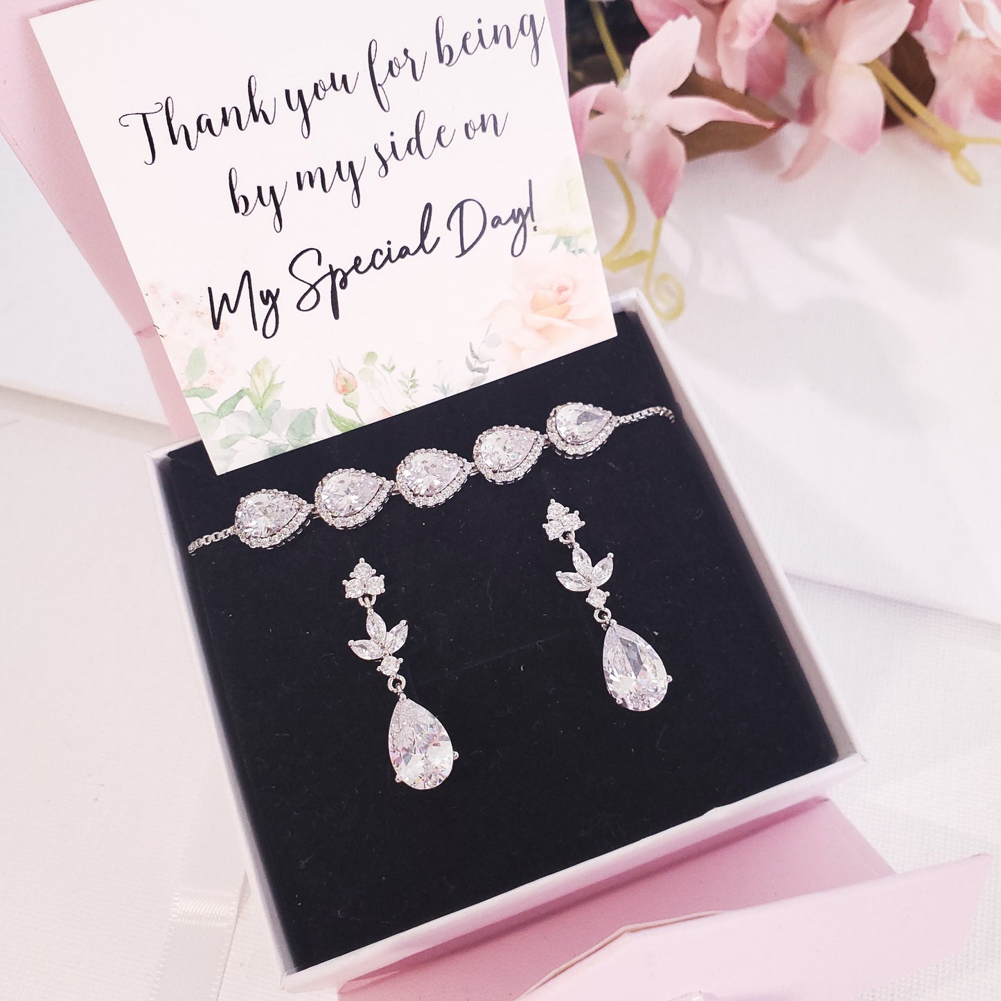 Bridesmaids gift bridal silver teardrop earrings bridal party Gift for Bridesmaid, bridesmaid proposal earrings, will you be my bridesmaid