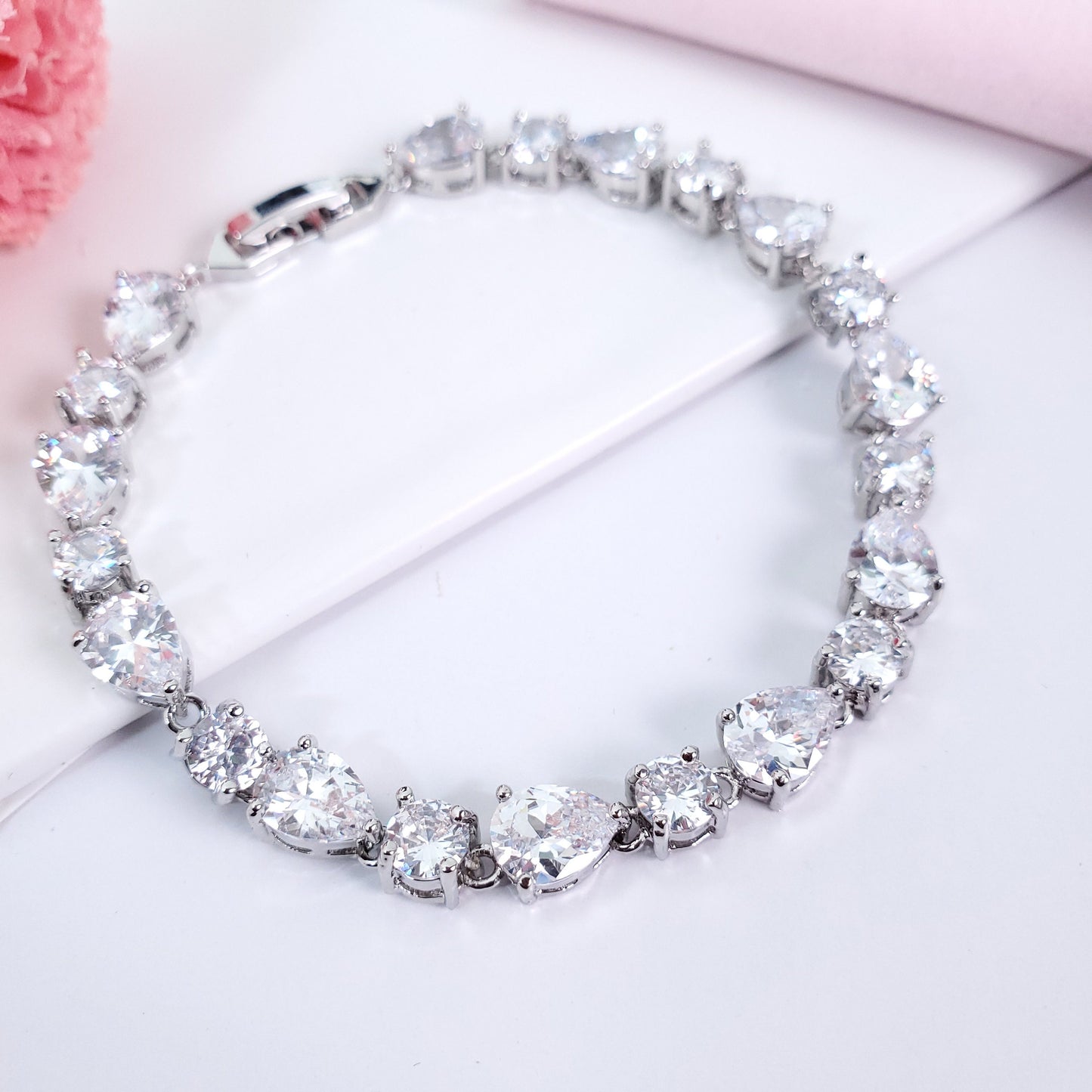 Bridal earrings silver statement bridal earrings long teardrop bracelet bridesmaids jewelry gift set maid of honor gift set