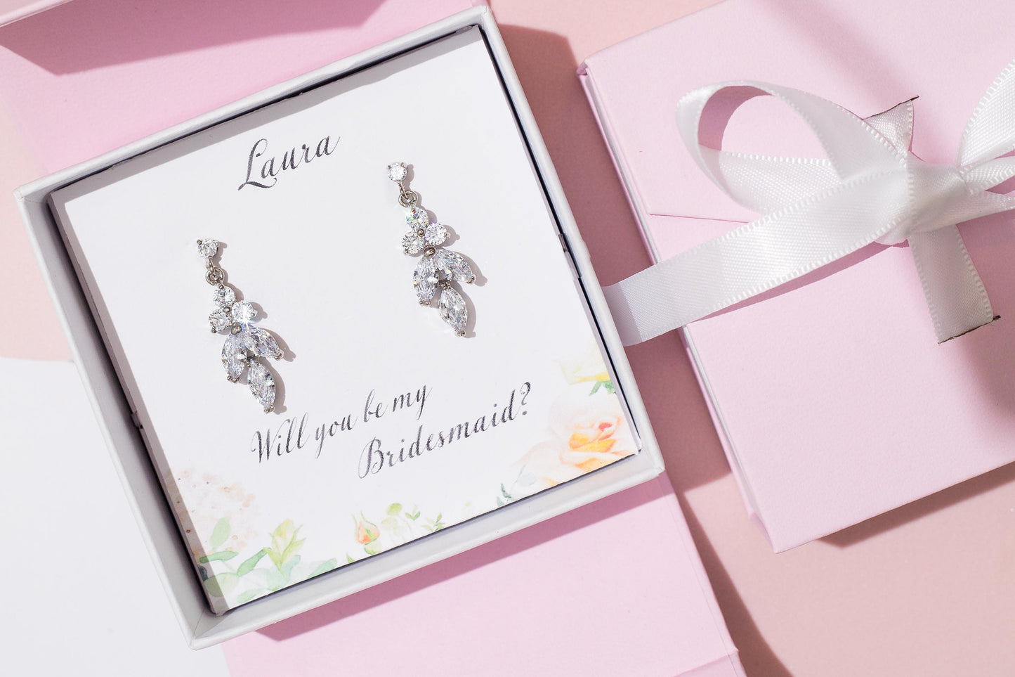 Bridesmaids proposal gift box bridal leaf earrings bridal party Gift bridesmaid proposal earrings will you be my bridesmaid bridal shower