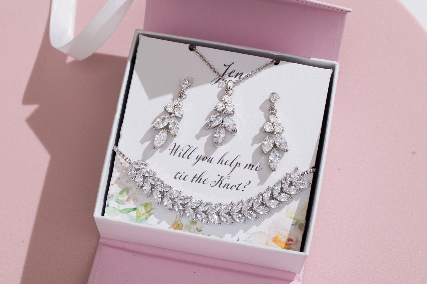 Bridesmaids proposal gift box bridal leaf earrings bridal party Gift bridesmaid proposal earrings will you be my bridesmaid bridal shower