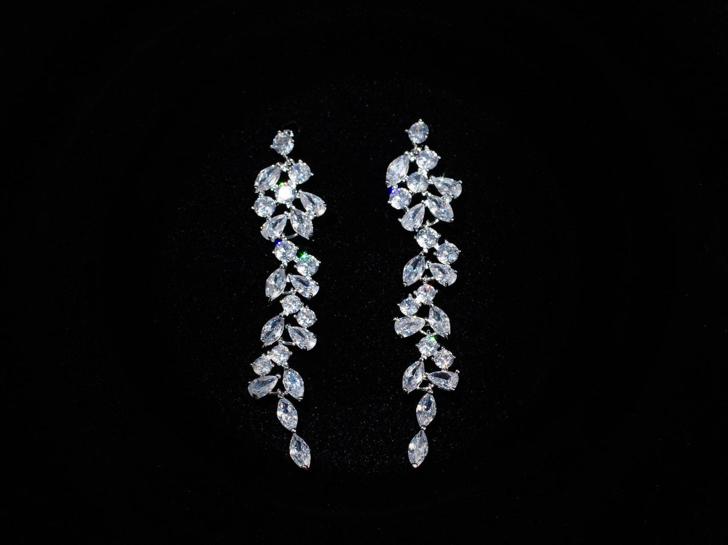 Bridal Necklace and long dainty Earring set wedding jewelry for brides bridal accessories wedding jewelry set