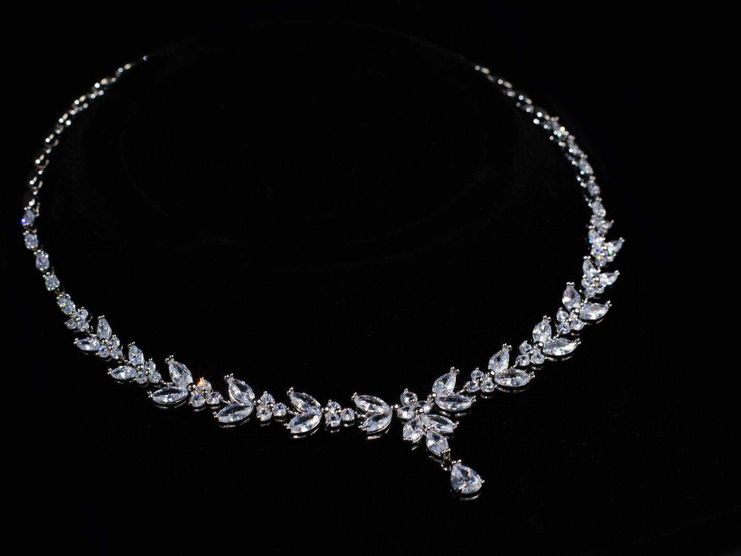Bridal Necklace and long dainty Earring set wedding jewelry for brides bridal accessories wedding jewelry set