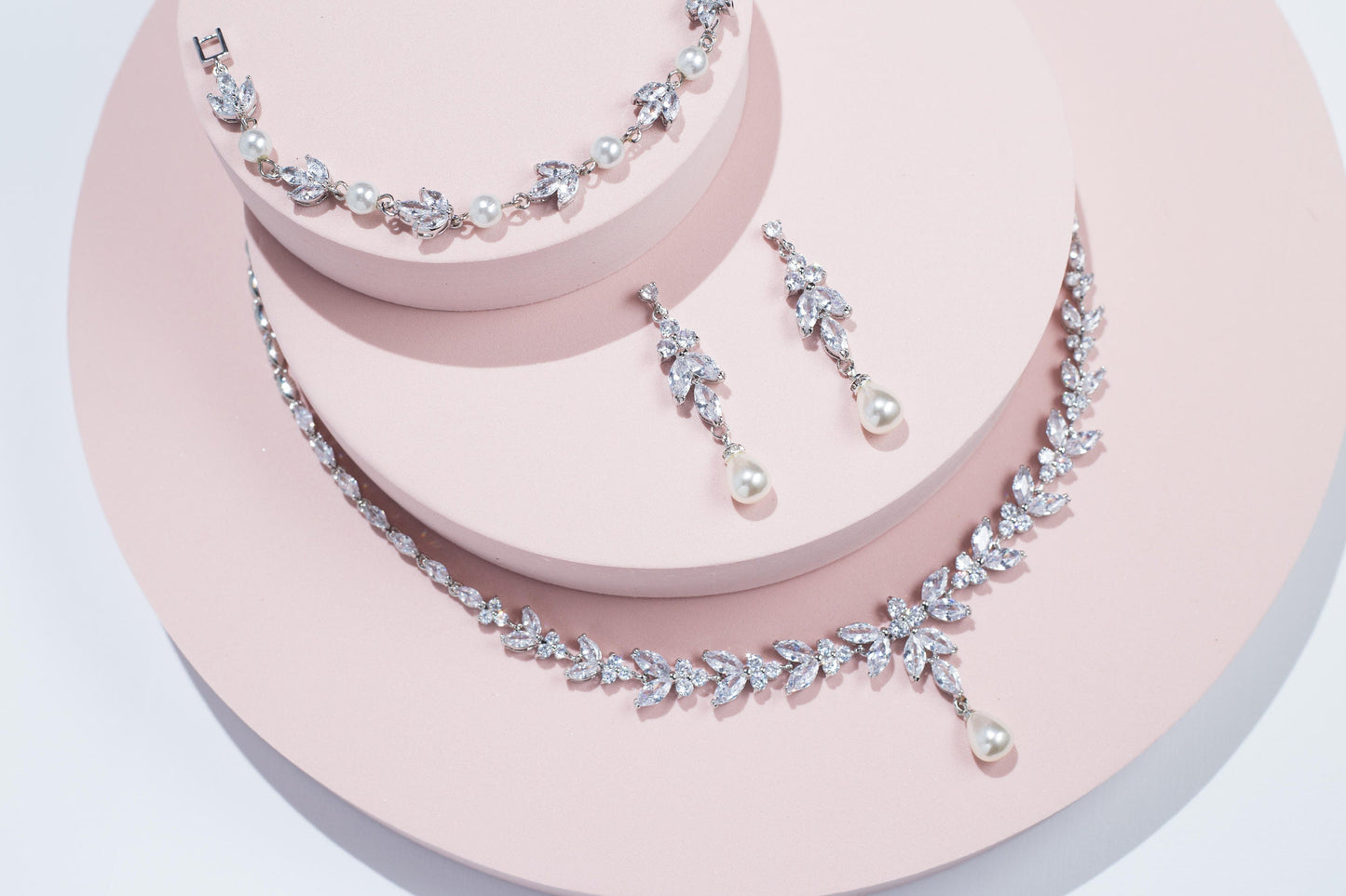 Pearl Bridal Necklace pearl bridal Earring set wedding jewelry for brides bridal accessories wedding jewelry set