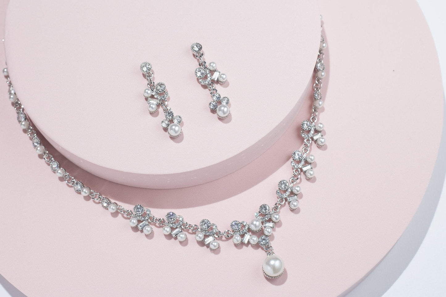 Bridal necklace set pearl silver bridal jewelry bridal necklace wedding jewelry wedding accessories wedding necklace set