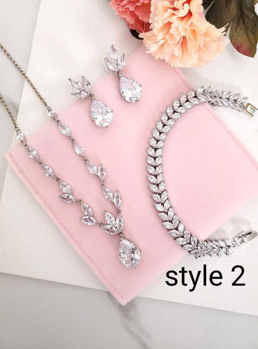 Silver necklace Dainty Bridal Necklace silver teardrop necklace minimalist necklace Jewellery Wedding Necklace CZ bridal jewelry zirconia