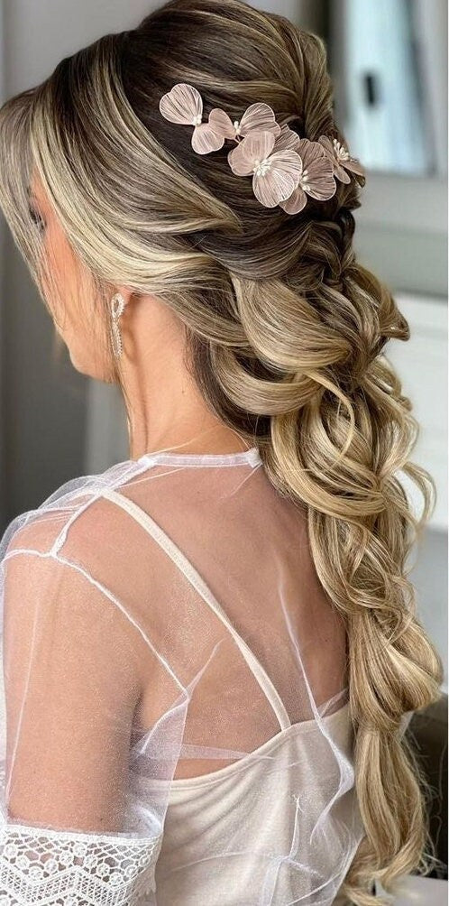 Big flower bridal hair comb Wedding Hair Comb large floral headpiece white flower Bridal comb boho bridal hair accessories bridal hairpiece