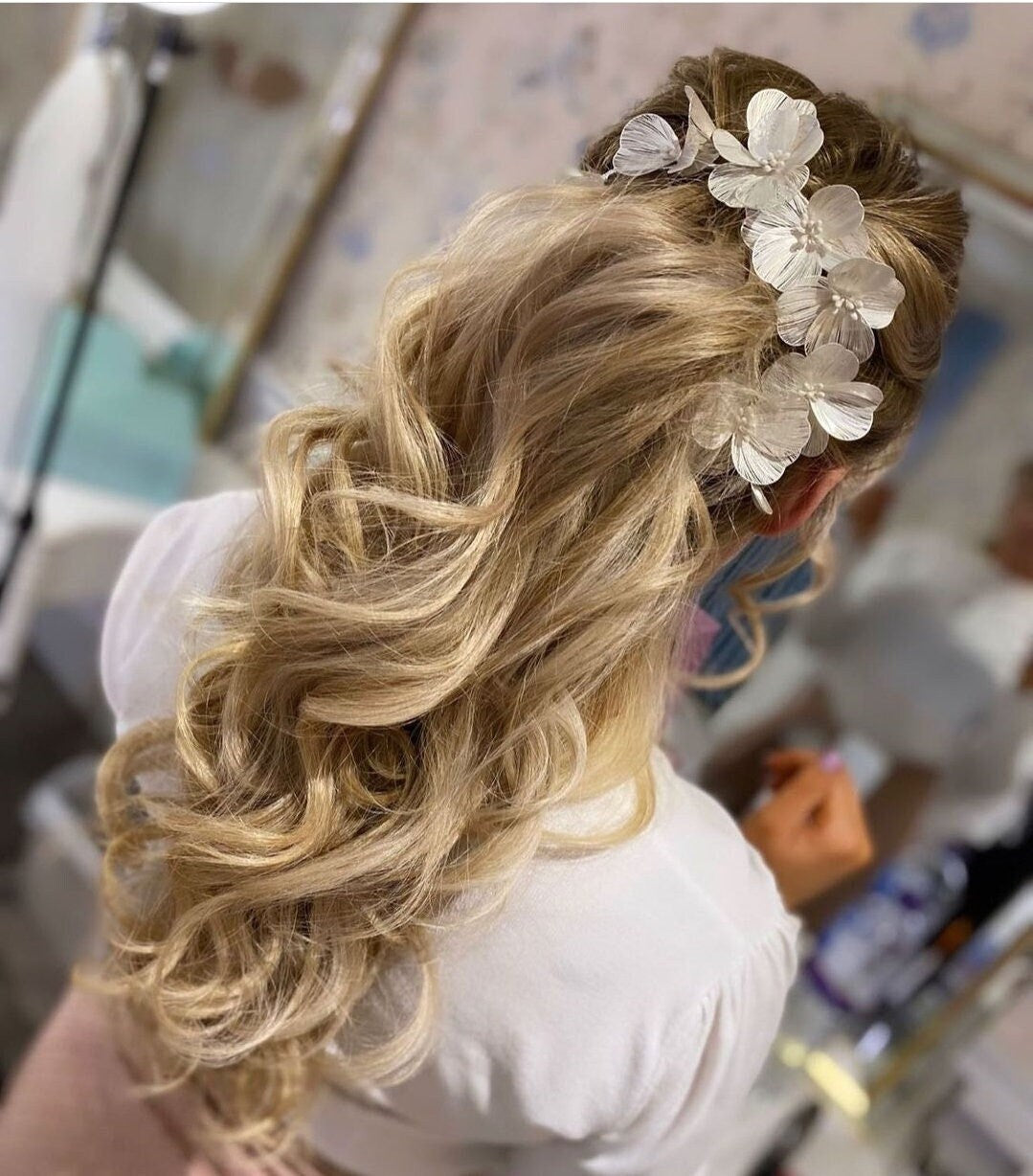 Big flower bridal hair comb Wedding Hair Comb large floral headpiece white flower Bridal comb boho bridal hair accessories bridal hairpiece