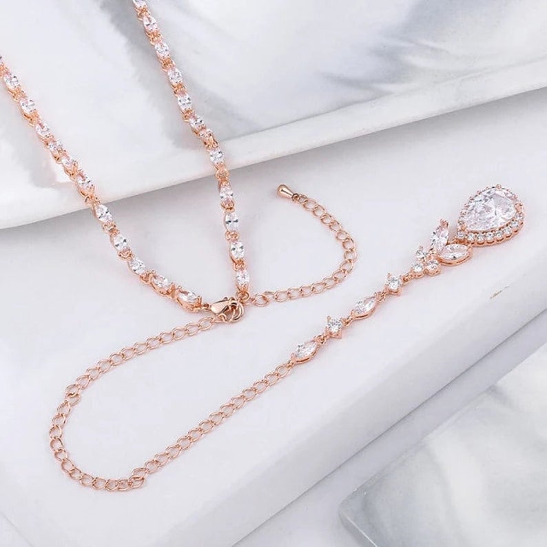 Wedding necklace set silver bridal jewelry bridal necklace crystal wedding jewelry wedding accessories bridal necklace set zirconia
