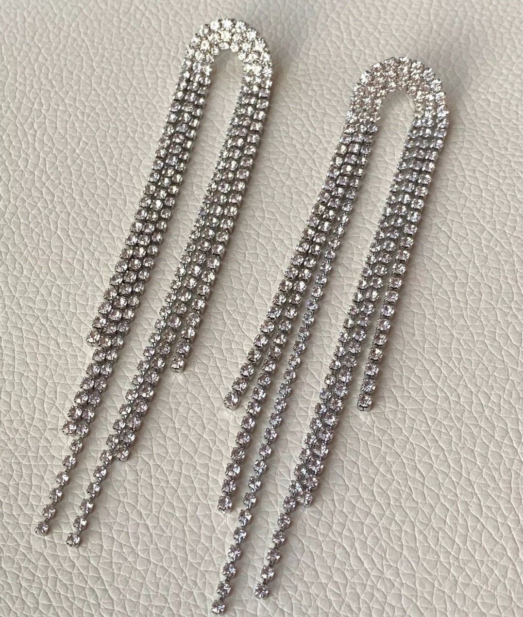 Extra long tassel earrings rhinestone tassel earrings bridal stateme t earrings 2022 trendy bridal earrings