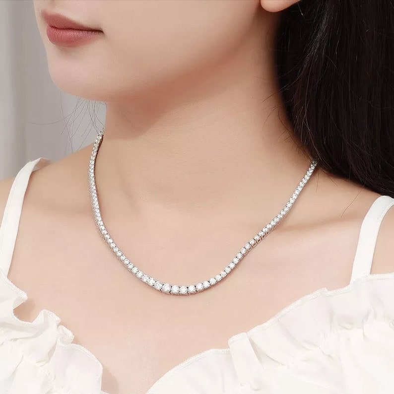 Moissanite necklace lab s925 diamond necklace diamond jewelry moissanite tennis necklace 18k plated necklace with moissanite stones