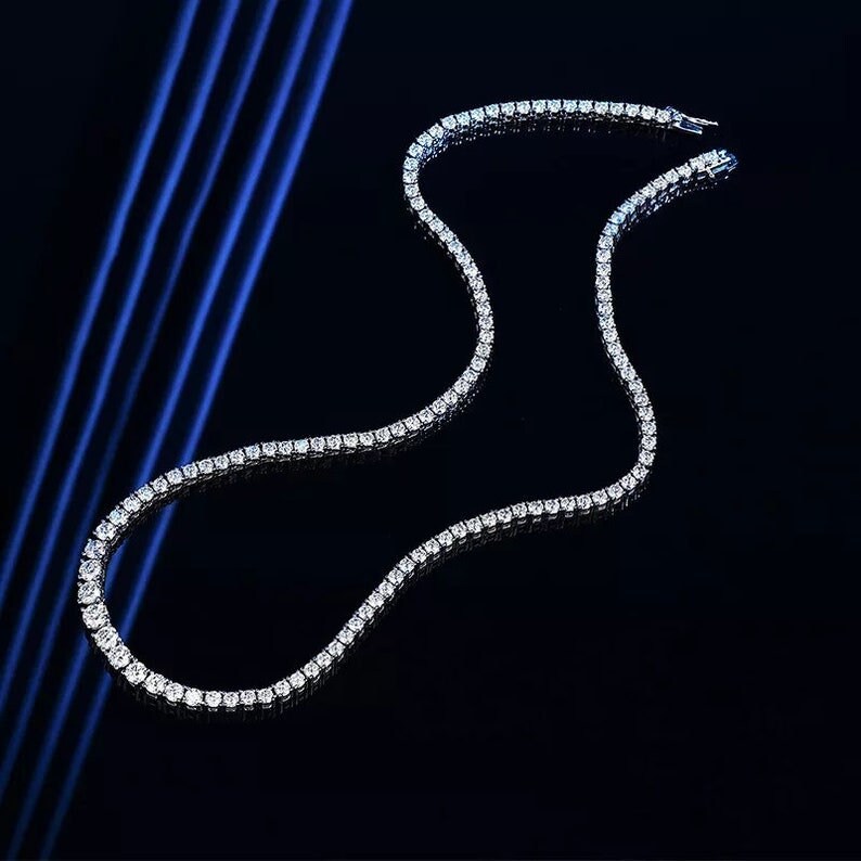 Moissanite necklace lab s925 diamond necklace diamond jewelry moissanite tennis necklace 18k plated necklace with moissanite stones