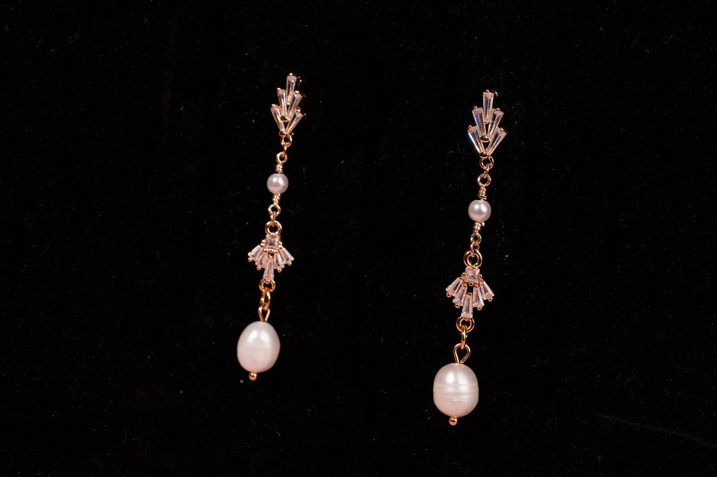 Freshwater pearl drop earrings zircon handmade earrings handmade wedding jewelry Bridal earrings statement bridal earrings unique earrings