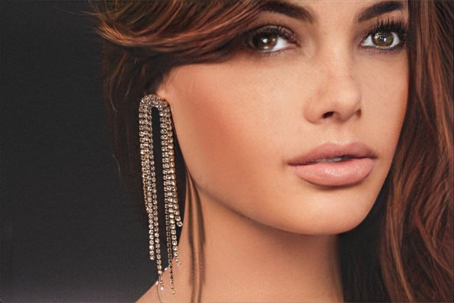 Extra long tassel earrings rhinestone tassel earrings bridal stateme t earrings 2022 trendy bridal earrings