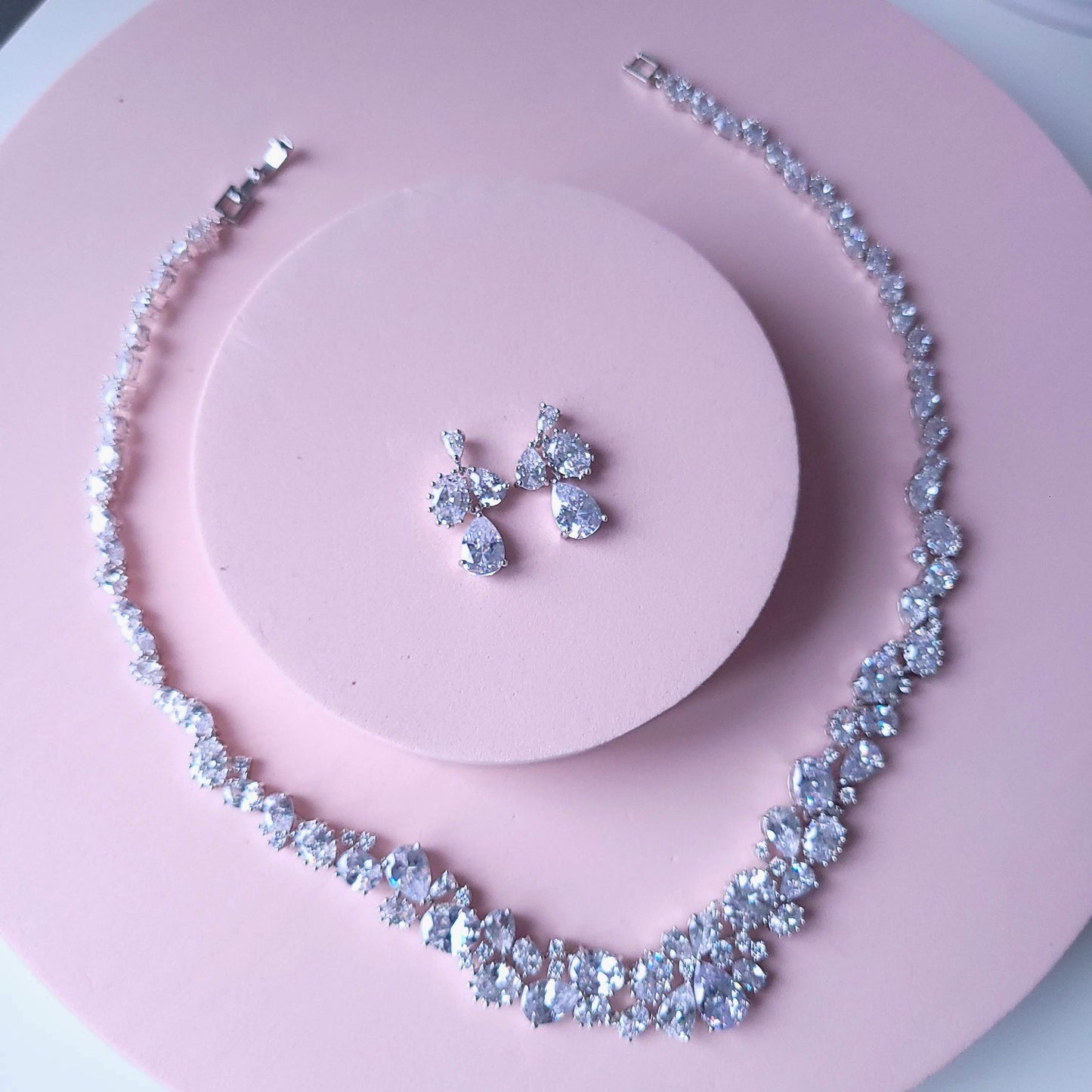 Silver necklace Bridal necklace wedding necklace Bridal jewelry Back jewelry Wedding Jewellery Wedding jewelry set extra long earrings