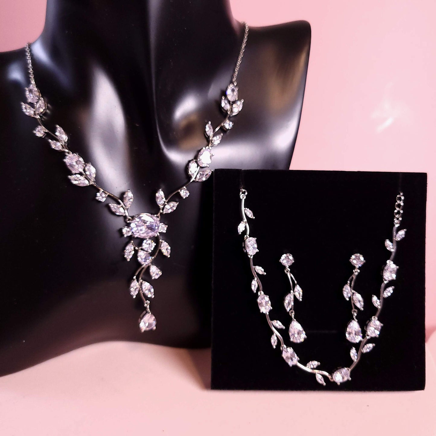 Simple bridal Necklace Set wedding jewelry wedding necklace floral wedding necklace minimalist necklace set vine jewelry