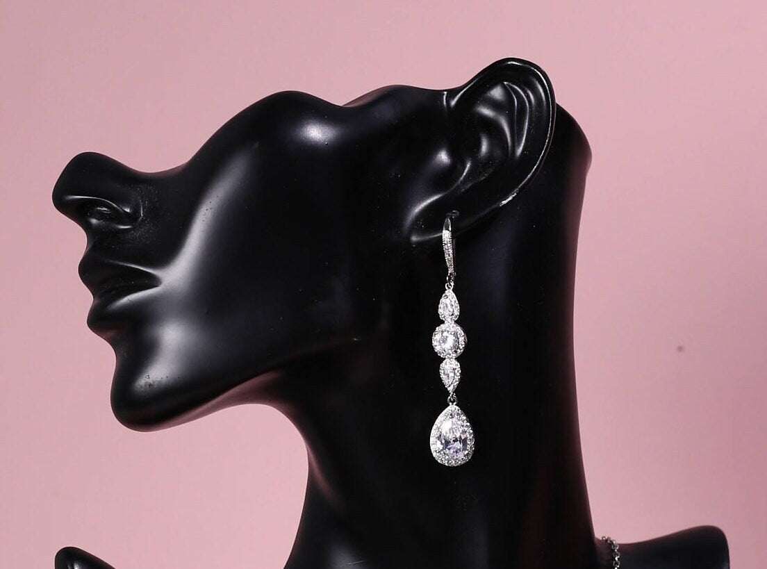 Floral bridal Earring wedding earrings statement earring Swarovski crystal silver earrings wedding jewelry