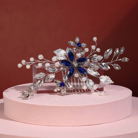 Blue bridal hair comb Something blue hair comb Sapphire blue Crystal hair comb Royal blue bridal hair comb wedding hair Accessories