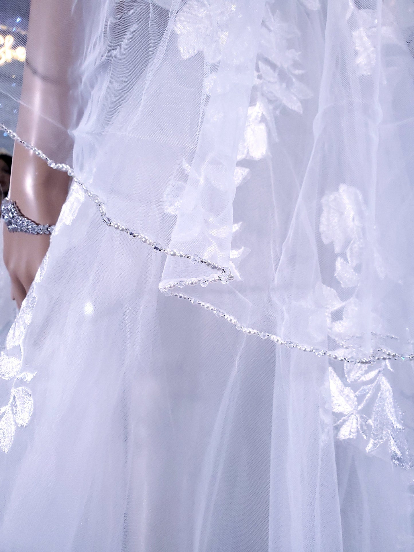 Pearl beaded veil short fingertip veil with beaded pearls gorgeous short veil fingertip veil beaded edged