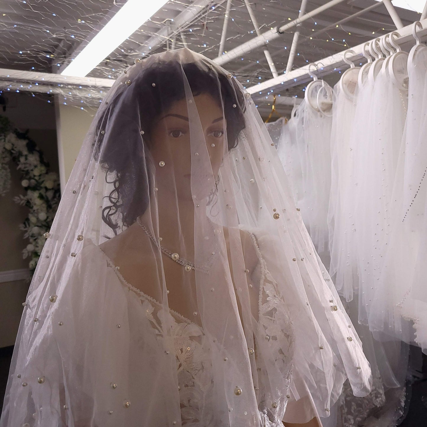 Pearl drop veil with blusher Pearl bridal veil Cathedral veil wedding veil pearl wedding veil bridal veil chapel wedding veil drop veil