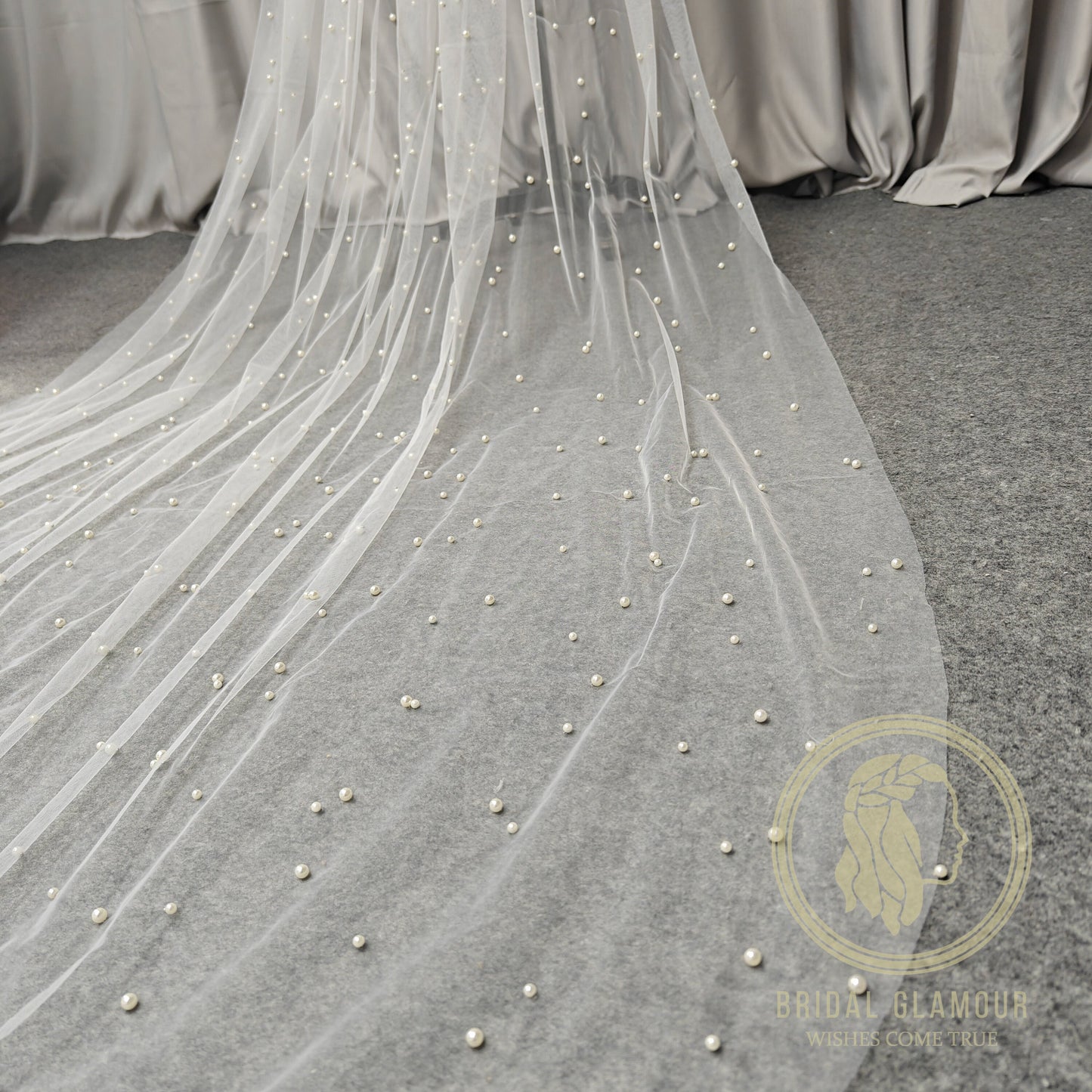 Pearl veil cathedral pearl wedding veil with pearls veil ivory pearl veil