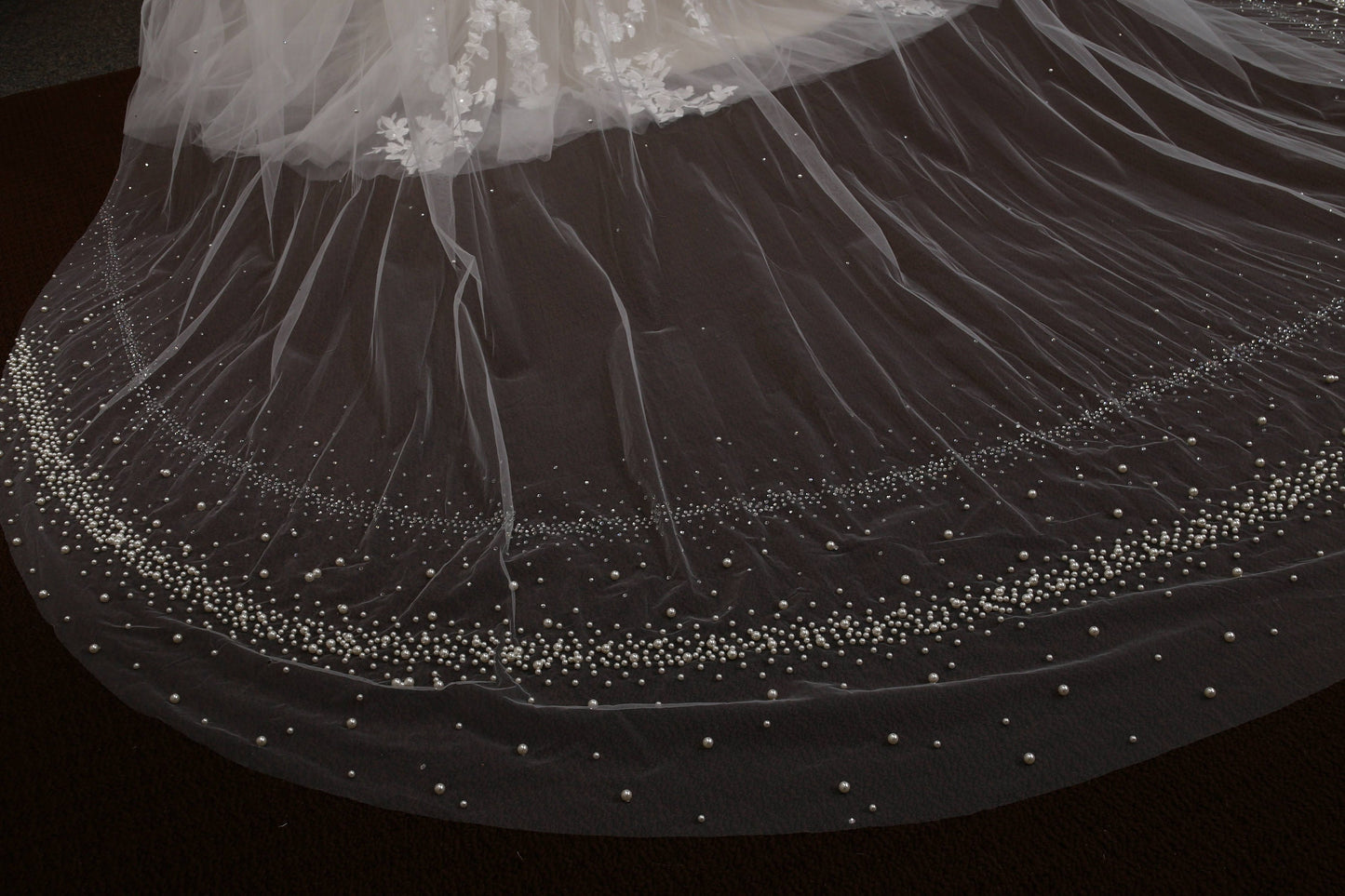 Pearl edged crystal veil cathedral veil with pearls wedding veil ivory pearl veil cathedral pearl edge veil wedding veil with pearls