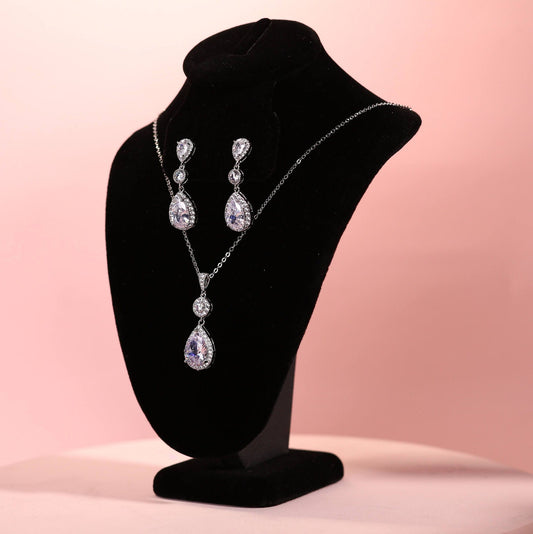 Simple chain bridal necklace chain wedding necklace pendant necklace teardrop chain necklace