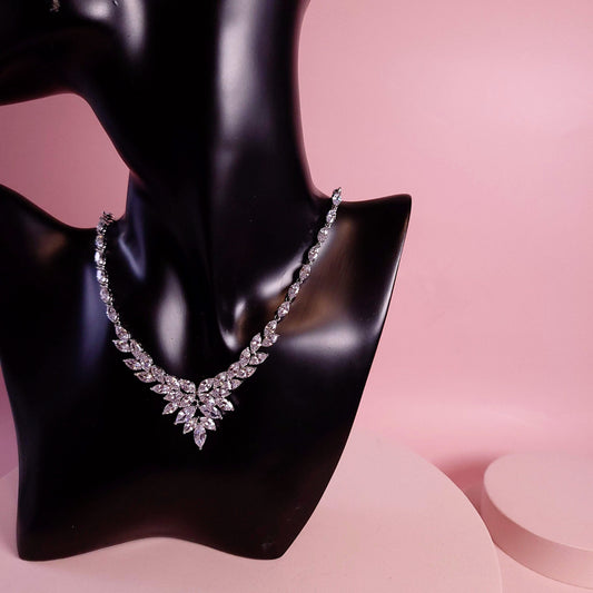 bridal Necklace set, wedding jewelry silver bridal jewelry set Wedding Jewelry Set,Bridal Jewelry Set, Zirconia stones jewellery for brides