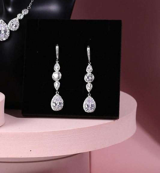 Floral bridal Earring wedding earrings statement earring Swarovski crystal silver earrings wedding jewelry