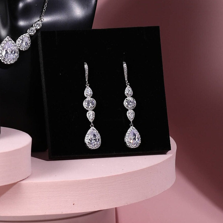 Floral bridal Earring wedding earrings statement earring Swarovski crystal silver earrings wedding jewelry