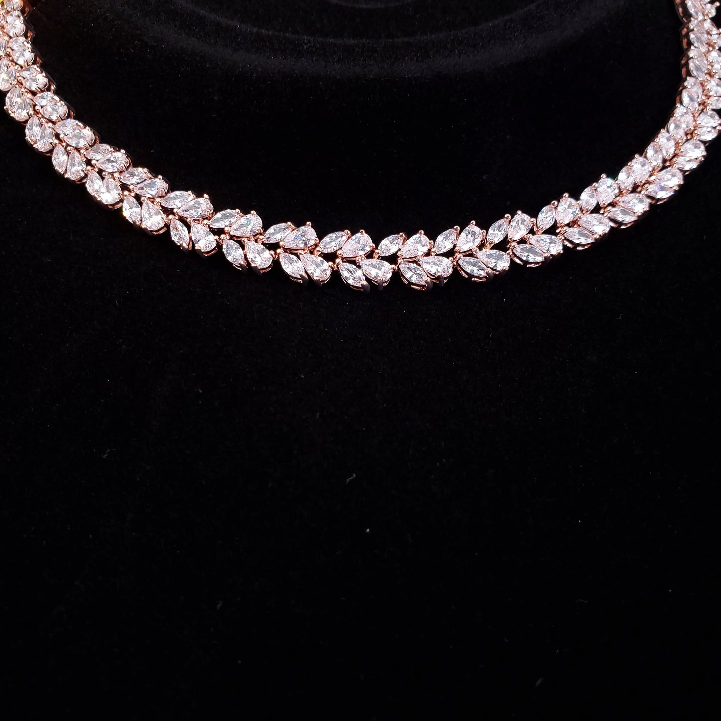 Jewelry Set for Brides, Wedding Necklace Set, Bridal Jewellery, Cubic Zirconia Wedding Jewelry Set for Brides Bracelet bridal leaf