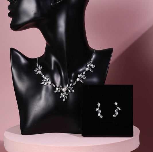 Wedding necklace set silver bridal jewelry bridal necklace crystal wedding jewelry wedding accessories bridal necklace set zirconia