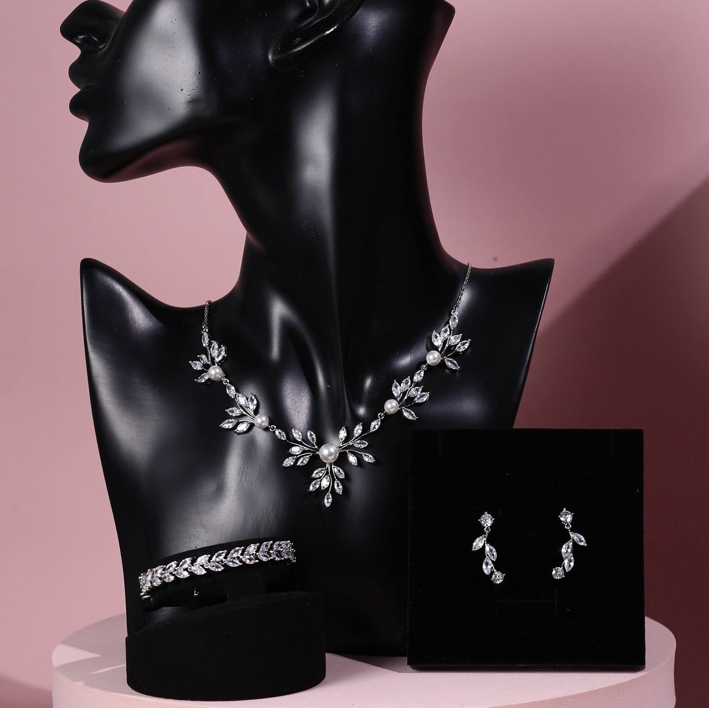 Wedding necklace set silver bridal jewelry bridal necklace crystal wedding jewelry wedding accessories bridal necklace set zirconia