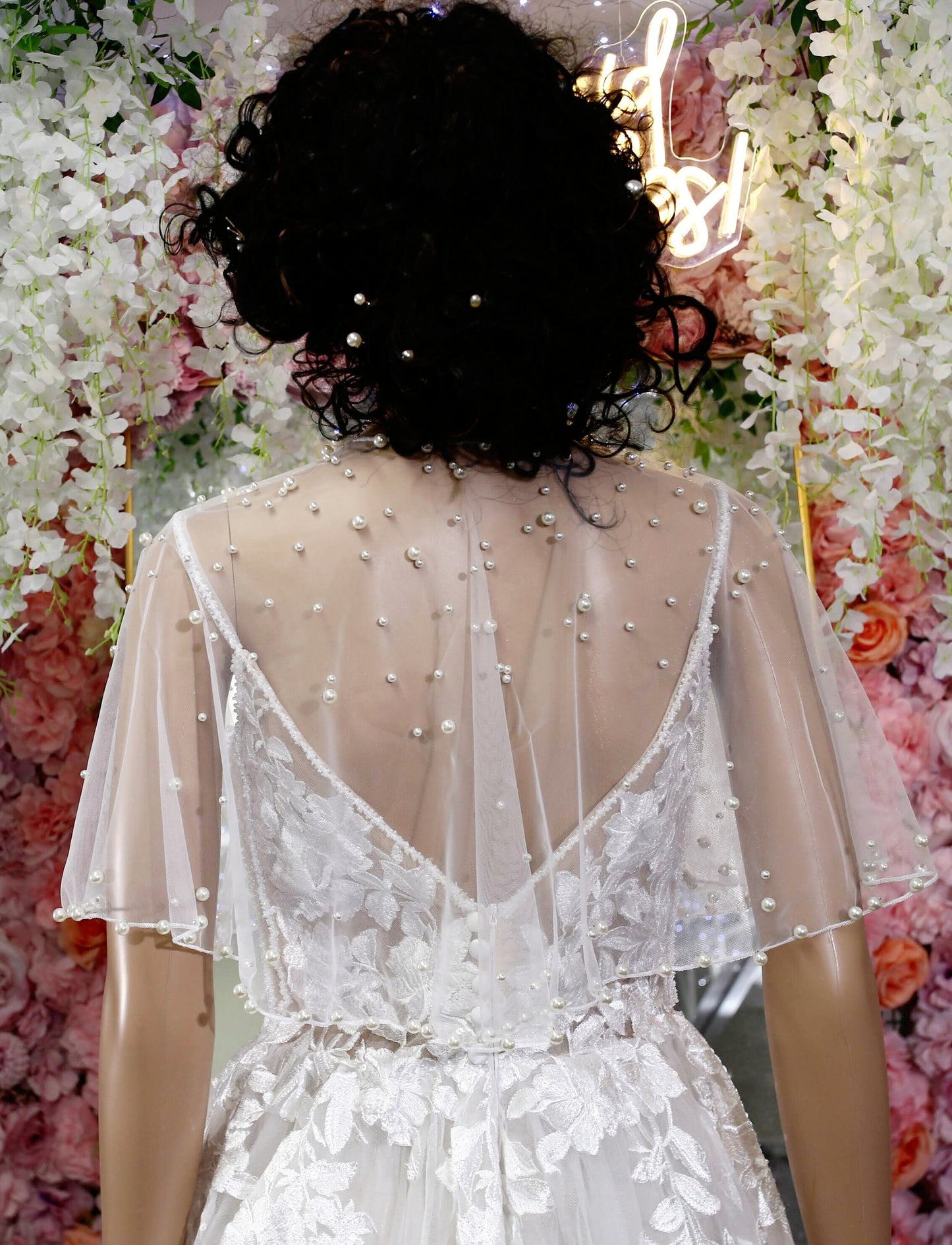 Pearl Elegance Bridal Cape Unique Bolero Shawl with Varied Sizes and Pearl Pin Closure Versatile Bolero Cape bridal wraps