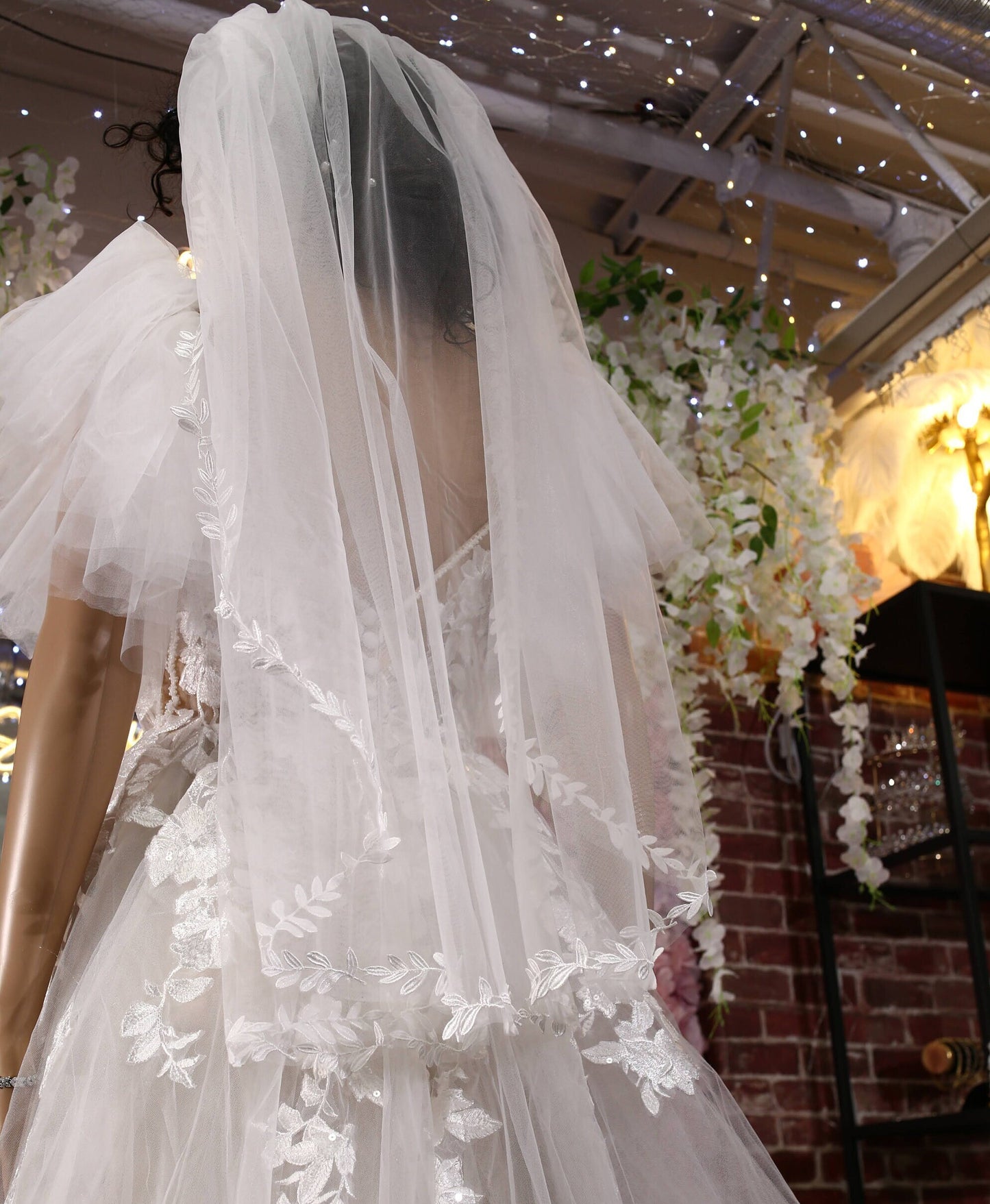 Veil with leaf border leaf vine edge Cathedral long veil Bridal veil white veil long cathedral veil wedding veil ivory veil