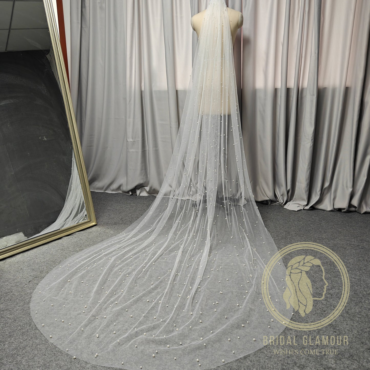 Pearl veil cathedral pearl wedding veil with pearls veil ivory pearl veil