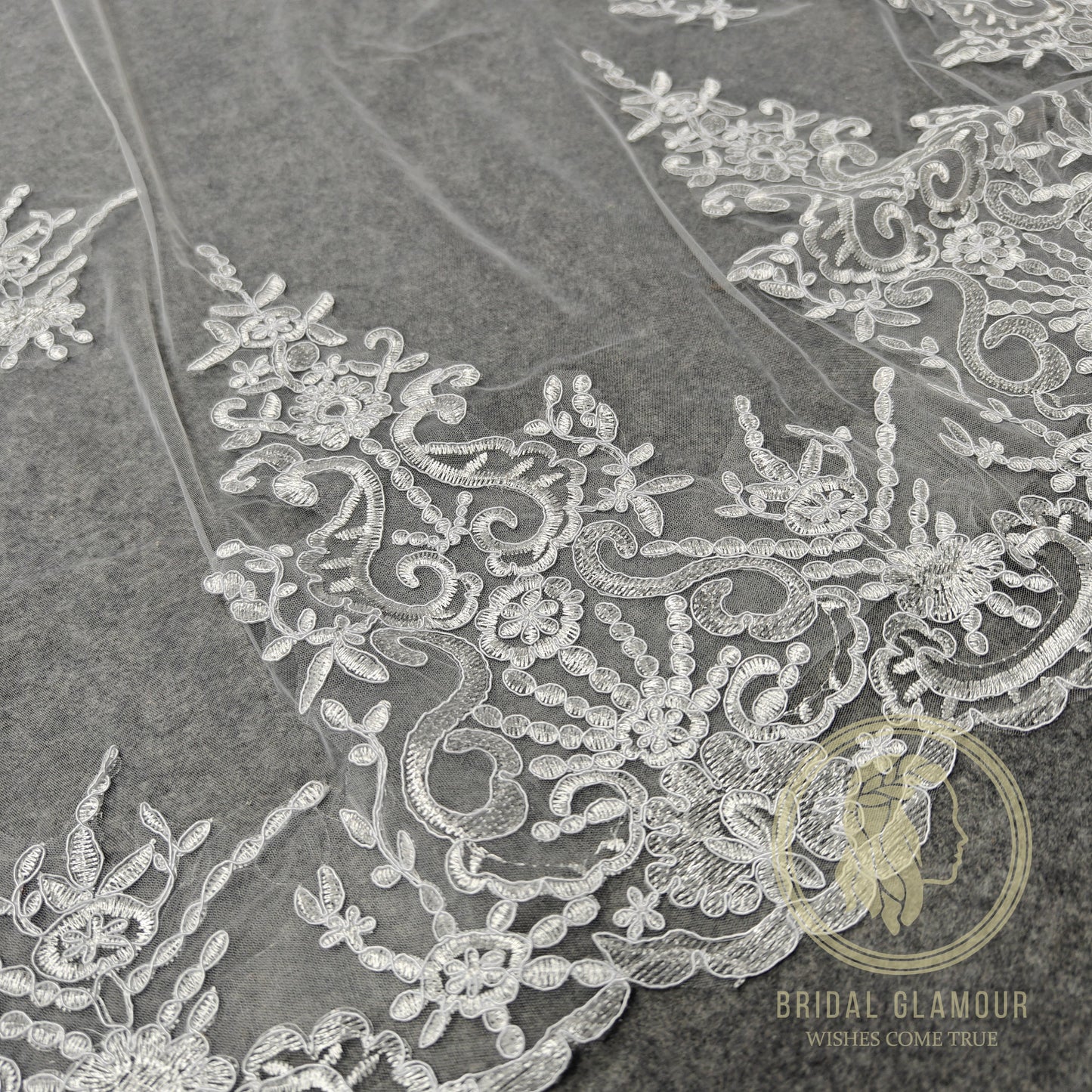 2 tier veil blusher veil 2 T Cathedral veil wedding veil lace wedding veil bridal veil affordable veil chapel wedding veil embroidery veil
