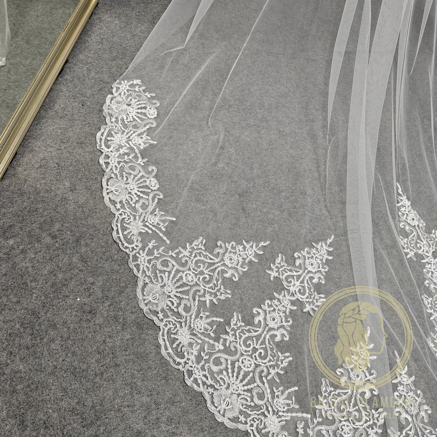 2 tier veil blusher veil 2 T Cathedral veil wedding veil lace wedding veil bridal veil affordable veil chapel wedding veil embroidery veil