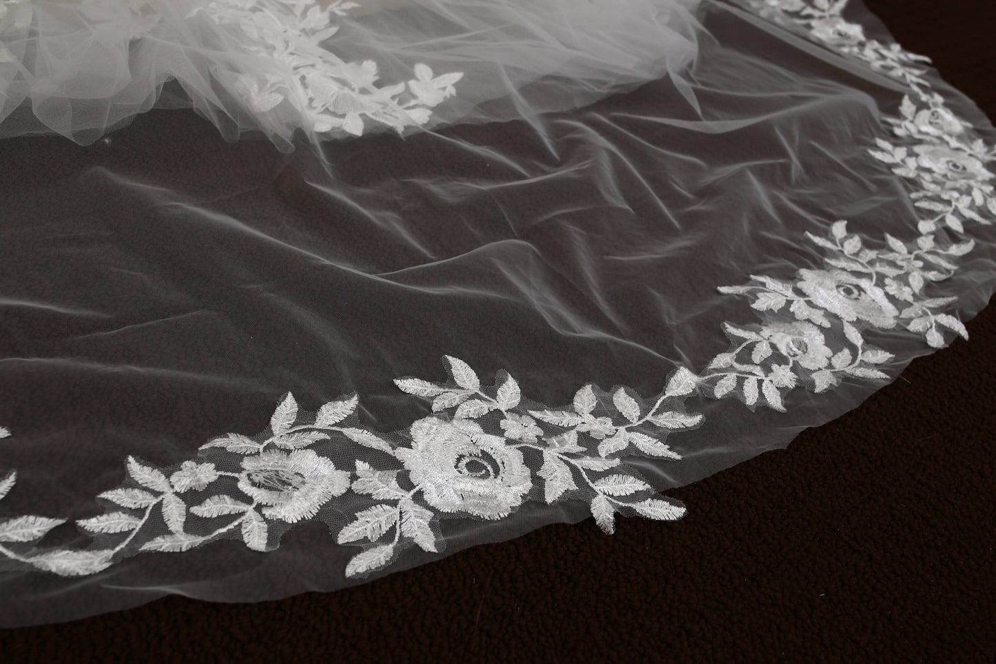 Ivory veil bridal veil soft tulle veil Wedding veil cathedral wedding veil with lace ivory wedding veil simple wedding veil bridal veil