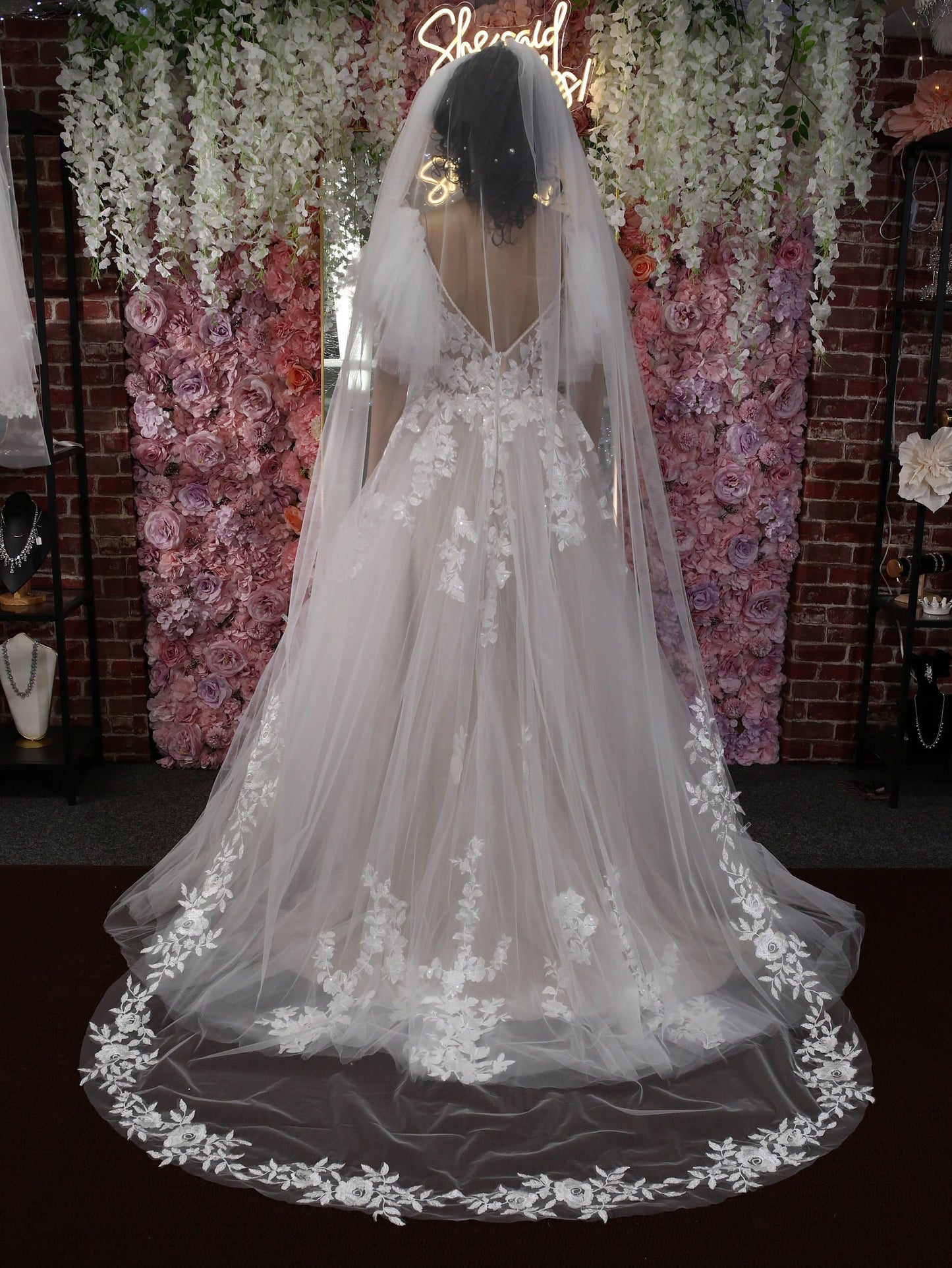 Ivory veil bridal veil soft tulle veil Wedding veil cathedral wedding veil with lace ivory wedding veil simple wedding veil bridal veil