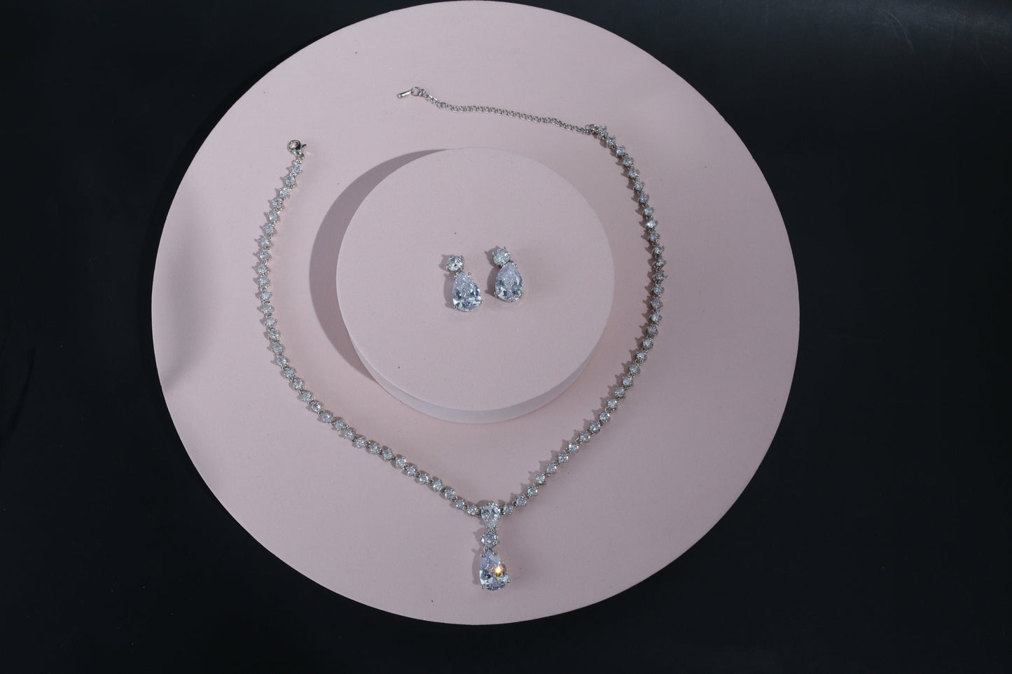 Silver wedding Necklace and Earring, Wedding Jewelry Set bridal jewellry set for brides, Zirconia stone necklace set wedding accessories