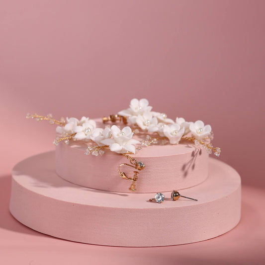 Wedding Earrings Floral earring wedding earring flower earring bride statement earrings porcelain earrings floral white earrings for wedding