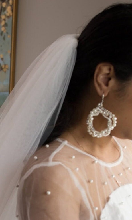 Pearl Earrings hoop earrings pearl Vintage Style Bridal Earrings silver pearl earrings hoop earring wedding