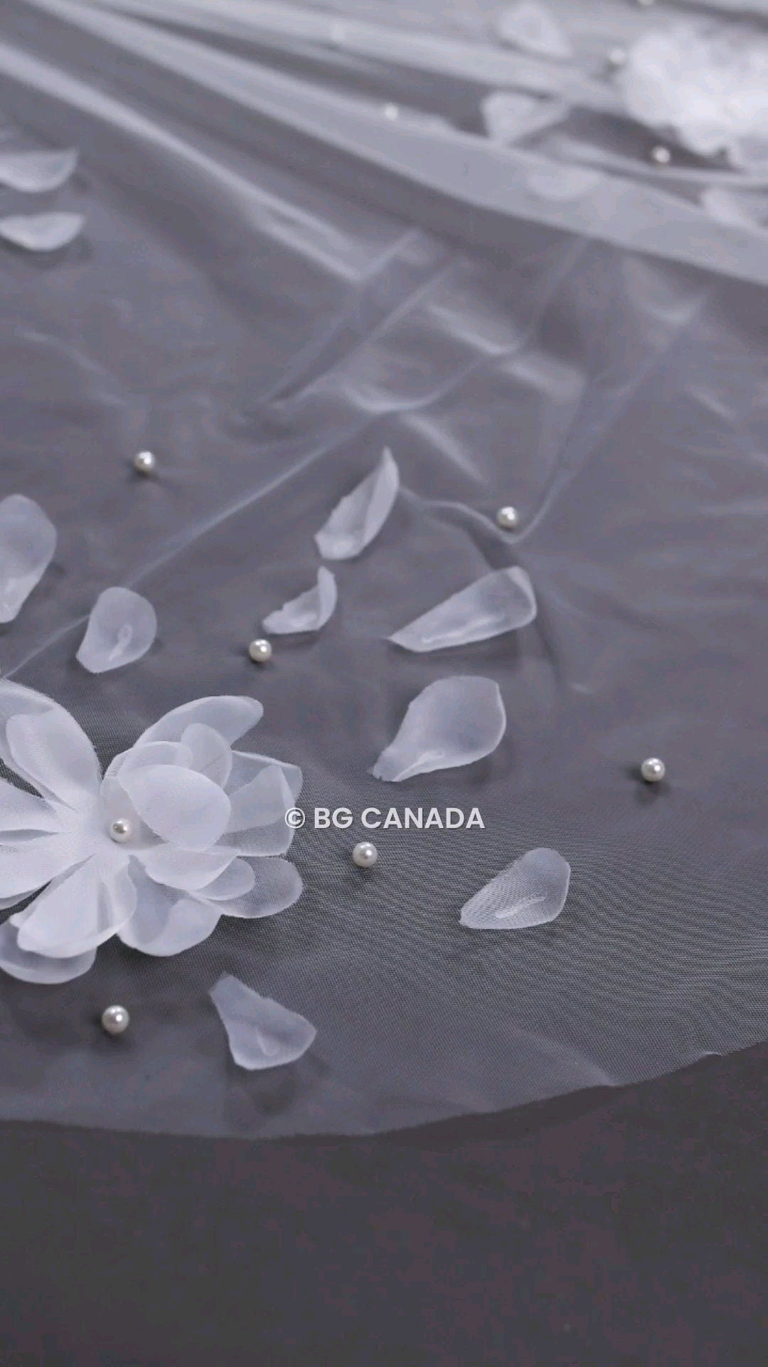 veil cathedral veil Floral Pearl Bridal Veil mantilla veil Unique Wedding Veil with Scattered Pearls and Petals Statement Veil