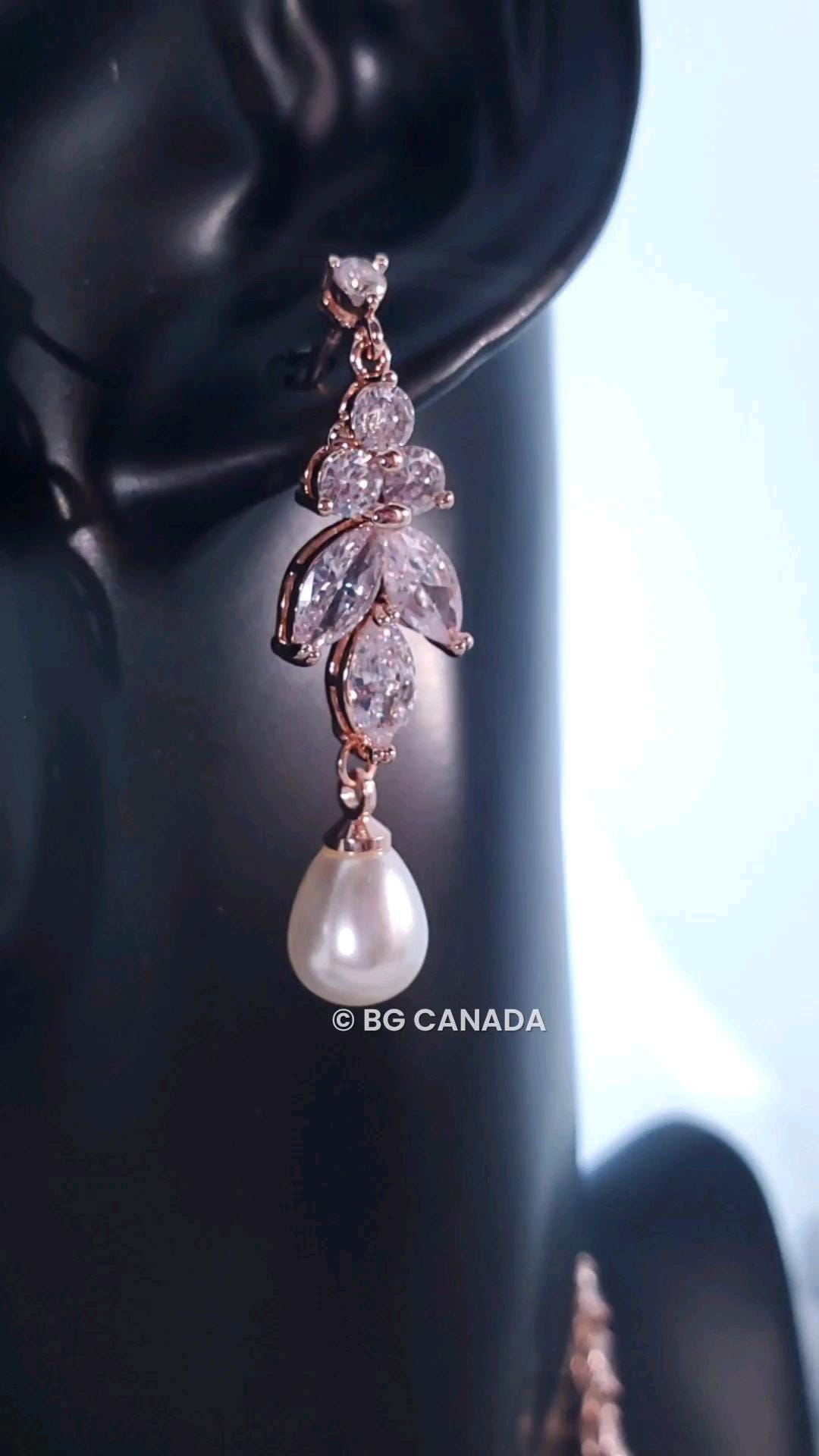 pearl drop earrings CZ wedding Necklace with bracelet bridal necklace with pearl drop earrings wedding jewelry set sparkly wedding jewelry